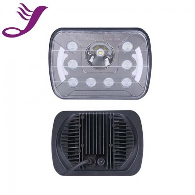 White DRL Square 7inch H4-plug Amber Turn Signal Work Light 55W LED Headlights Fit Jeep Wrangler 5x7" Led Working Light Lamp